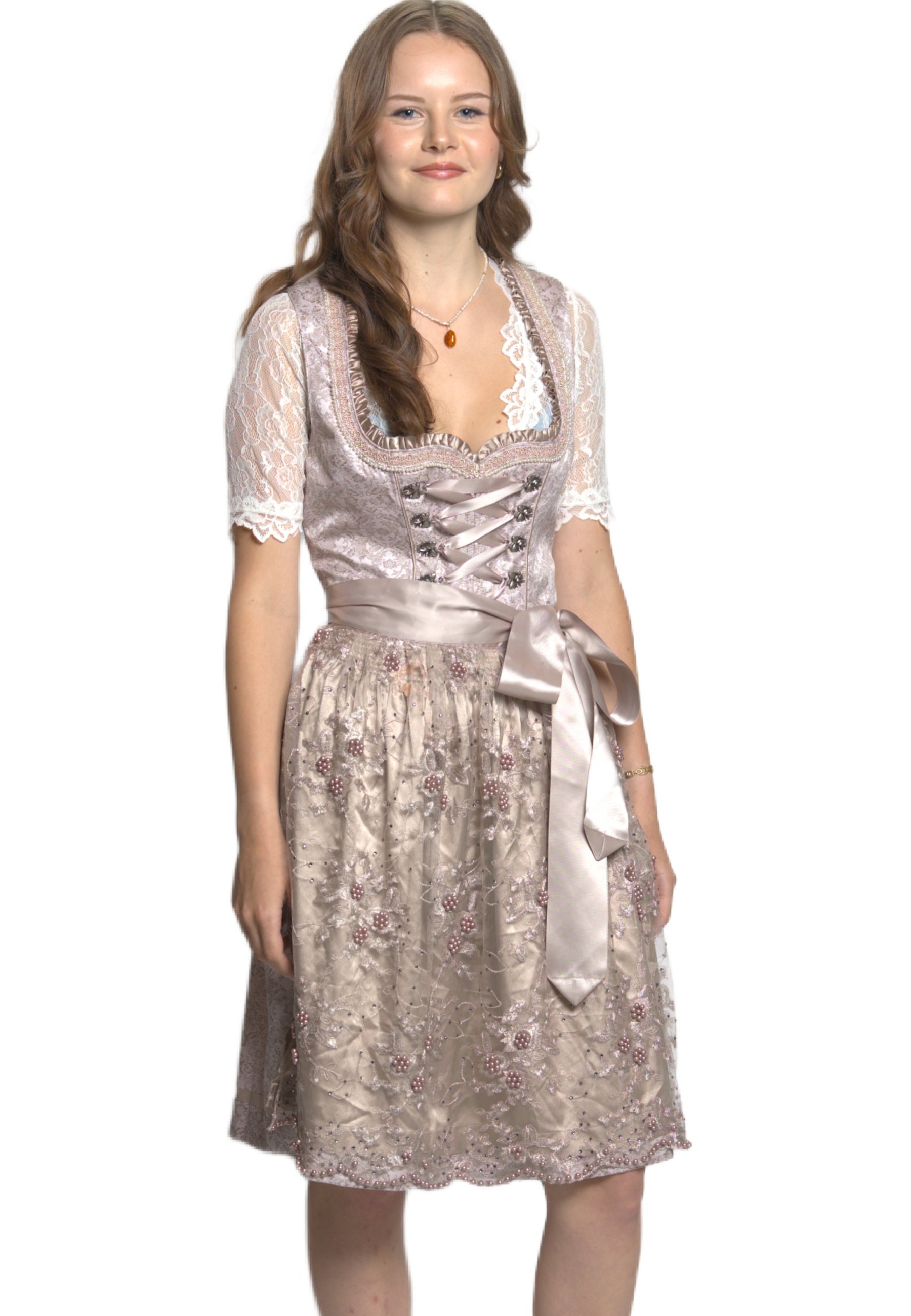 Dirndl Adele Rosé Trachtenkleid Oktoberfest inkl. Schürze Damen