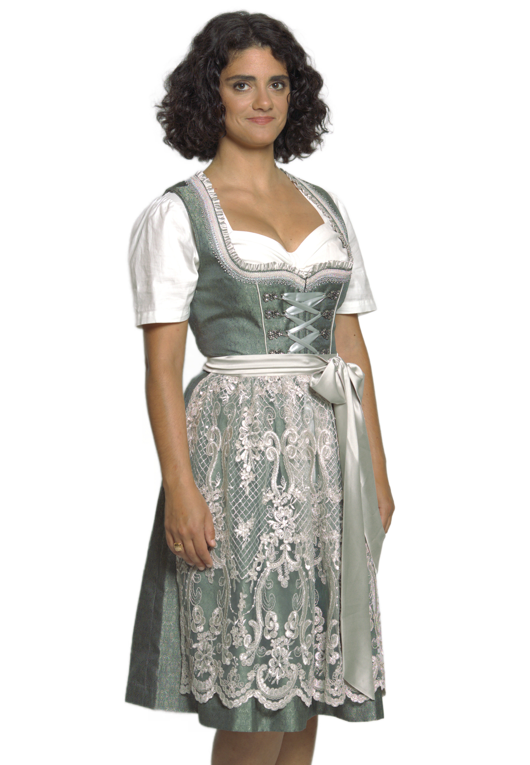 Dirndl Mia Grün Trachtenkleid Oktoberfest inkl. Schürze Damen